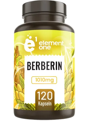 Dose Berberin HCl + Piperin von Element One, 120 Kapseln für einen 60-Tage-Vorrat.