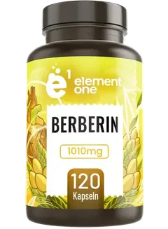 Dose Berberin HCl + Piperin von Element One, 120 Kapseln für einen 60-Tage-Vorrat.