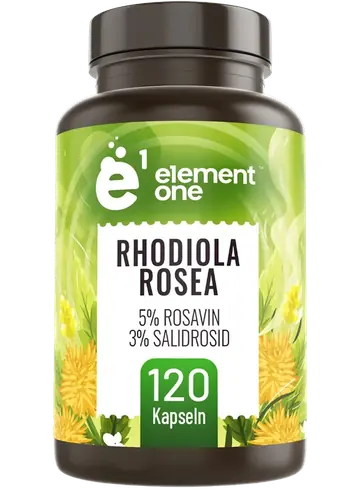 Rhodiola Rosea Rosenwurz-Extrakt von Element One, Dose mit 120 Kapseln.