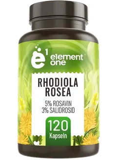 Rhodiola Rosea Rosenwurz-Extrakt von Element One, Dose mit 120 Kapseln.