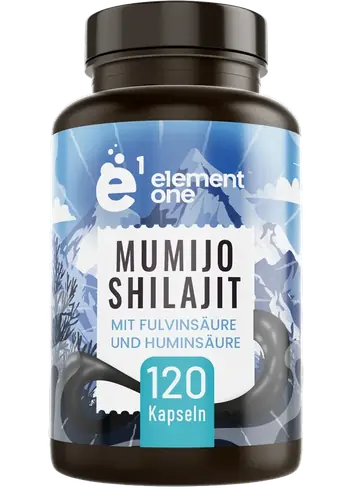 Mumijo Shilajit 10:1 Extrakt von Element One, Dose mit 120 Kapseln.