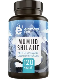 Mumijo Shilajit 10:1 Extrakt von Element One, Dose mit 120 Kapseln.