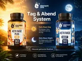 Kombination für Tag und Nacht: Keto Base Day und Keto Base Night Dosen.