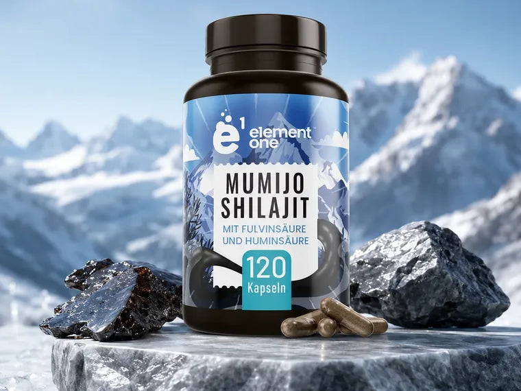 Mumijo Shilajit 10:1 Extrakt von Element One, Dose mit 120 Kapseln.